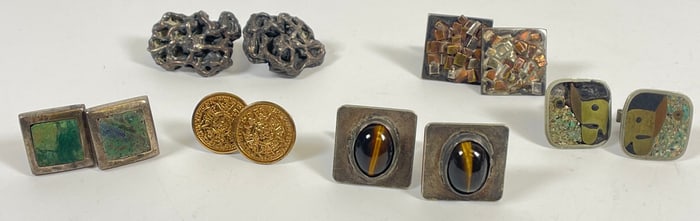 Lot of MCM & Brutalist Sterling Silver Cufflinks