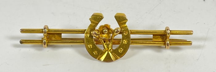 Vintage 14k Yellow Gold Horseshoe Brooch Pin
