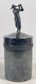 c1900 Wilcox Silver Plate Women's Golf Tobacco Jar Humidor