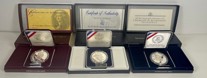 Lot of 3 Uncirculated Silver Dollar Sets