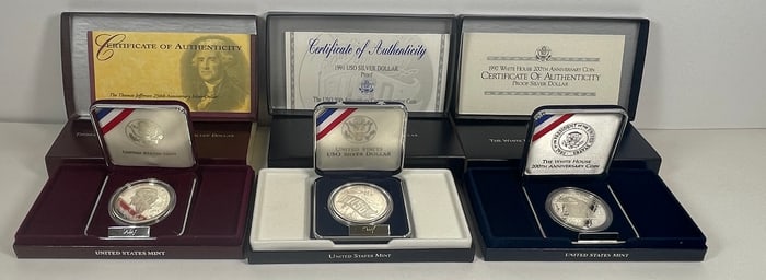 Lot of 3 Uncirculated Silver Dollar Sets