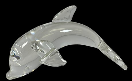 Vintage Steuben Crystal Dolphin Sculpture