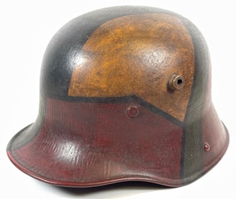 WWI German Hand Painted Camoflage Helmet