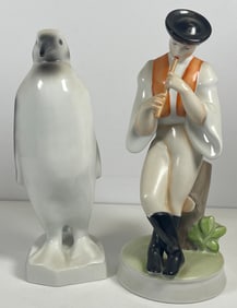 Lot of 2 Porcelain Figurines Zsolnay & Hollohaza