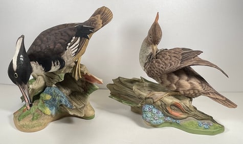 Pair of Boehm Porcelain Figurines, Hooded Mergansers 496
