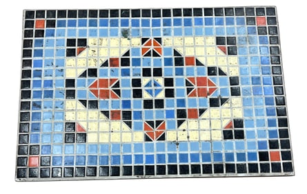 Arts & Crafts Wrought Iron Table with Mosaic Tile Top