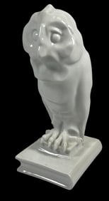 Herend White Porcelain Owl on Books