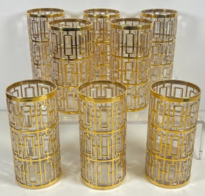 Lot of 8 Mid Century Modern Imperial Shoji Trellis Highball Glasses