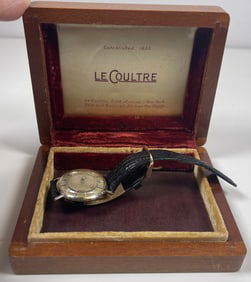 14k Gold and Diamond LeCoultre Mystery Dial Watch Original Box