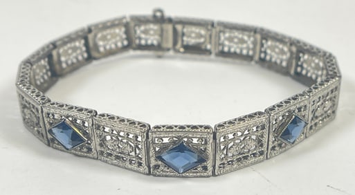 Art Deco Sterling Silver Filigree Bracelet