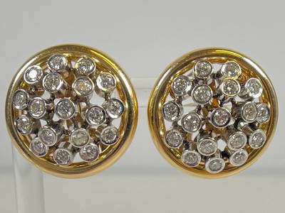 Mid Century 14k 2 Carat Diamond Starburst Earrings