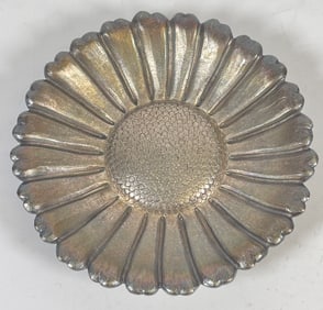 Vintage Hand Wrought Leitao Silver Sunflower Dish
