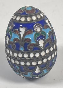 Russian Silver & Cloisonne Enamel Egg