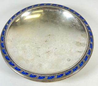 c1930 Oslo Jacob Tostrup Sterling Silver & Blue Enamel Bowl