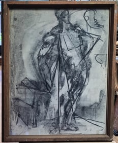Anna Neagoe Modern Abstract Pastel Figural Study Drawing