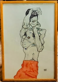 After Egon Schiele Standing Male Nude with Red Loincloth