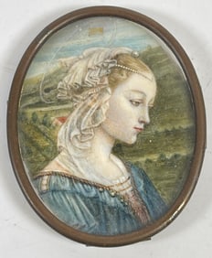 19th Century Portrait Miniature of Madonna after Filippo Lipi
