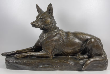 Louis Riche (1877-1949) French Animalier Bronze of German Shephard