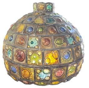 Mid Century Felipe Derflingher for Feders Brutalist Caged Glass Hanging Fixture