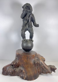 Antique Qing Dynasty Asian Bronze of Monkey with Dragon Head