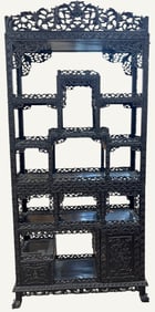 19th Century Chinese Floral Carved Etegere