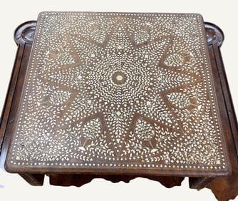 Vintage Moroccan Bone Inlaid Low Table / Stool