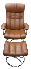 Mid Century Ekorness Stressless Leather Chair & Ottoman