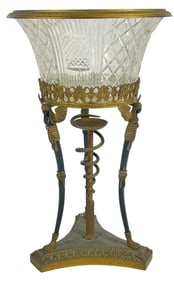 c1820 French Empire Crystal & Ormolu Bronze Centerpiece