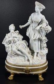 19th Century Sevres Style Bisque Porcelain & Dore Bronze Grouping