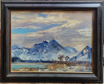Initial Signed Ukrainian O/C Snowy Mountain Landscape