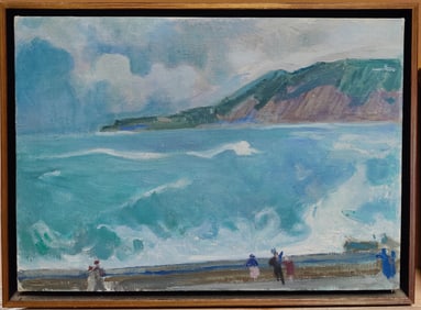 Unsigned Impressionist Boardwalk Seascape Landscape