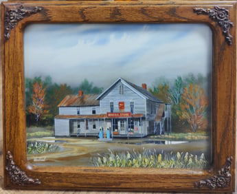 Weintraub Gouache Countryside General Store & Gas Station