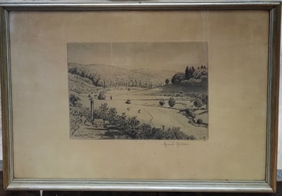 Hans Thoma Etching Titled Nr. 54 Junitag in Marzell