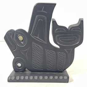 Haida Argillite Sculpture Killer Whale Shirley Pollard Longboat