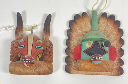 Lot of 2 Native American Hopi Wayne Poleahla Kachinas