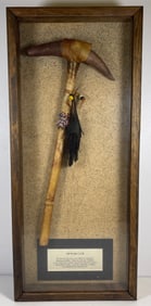 Native American Plains Indians Tip War Club in Shadowbox Frame