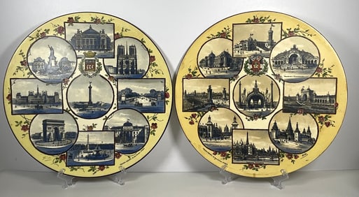 Pair 19th Century Grand Tour Old Paris Porcelain Chargers