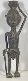 Antique African Bronze Woman with Vessel
