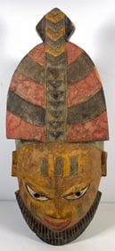 19th Century Yoruba Tribe Nigeria Polychrome Gelede Wooden Mask