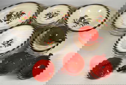 Mixed Lot of Poppytrail Red Rooster Dinnerware