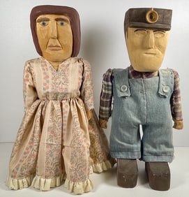 Lot of 2 Folk Art Carvings Carrie Francis Webb (1924–2012) & Judy Webb