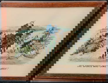 Currier & Ives Print, Worth 1881 "THE SPORTS WHO CAME TO GRIEF."