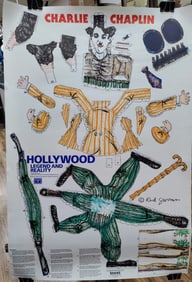 Red Grooms Pop Art Charlie Chaplin Paper Doll Poster, 1986