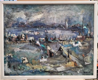 Alex Redein O/C Painting Titled Downtown New York c. 1970s