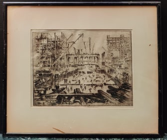Joseph Pennell Etching, Hudson Ave Foundation, Brooklyn Edison
