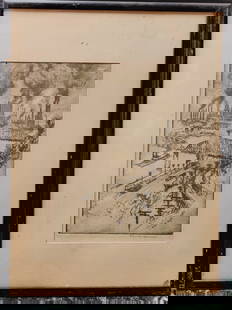 Joseph Pennell Etching, Thomson Works, On The Way To Bessemer: Joseph Pennell (Pennsylvania, New York, United Kingdom, 1857 - 1926) Etching is in good condition, with toning and foxing. Print is pencil signed and noted imp. in the lower border. Print is noted in