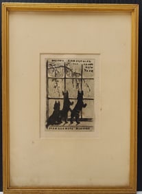 Marguerite Kirmse, Christmas & Happy New Year Etching, 1924