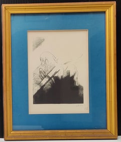 After Odilon Redon Lithograph Cheval Aile, Winged Horse, 1873