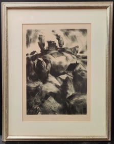 Hoyt L. Sherman WPA Style L/E Lithograph Titled Hill c. 1940s