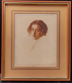 Oskar Stossel Portrait Etching of a Woman, c. 1930s